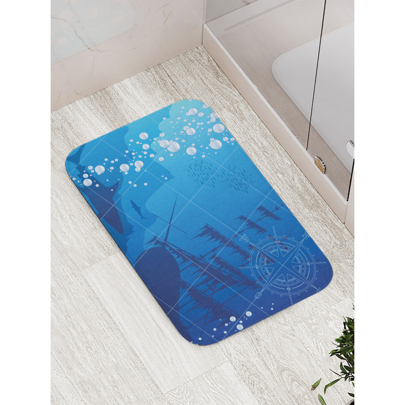 Sharks Ship Compass Bath Mat