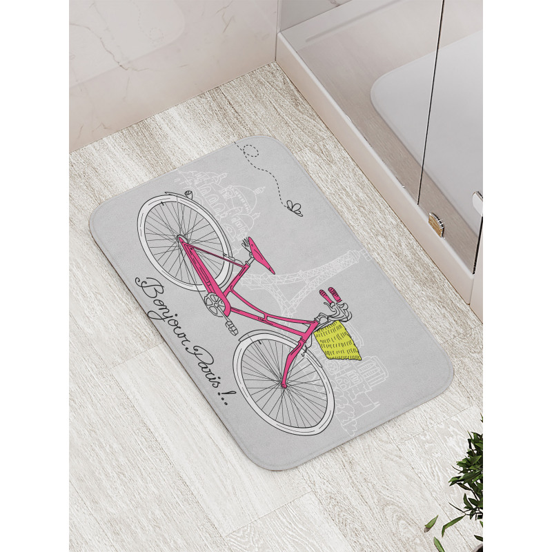 Bonjour Paris Bicycle Bath Mat