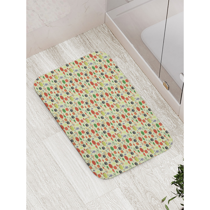 Birds Trees and Plants Bath Mat