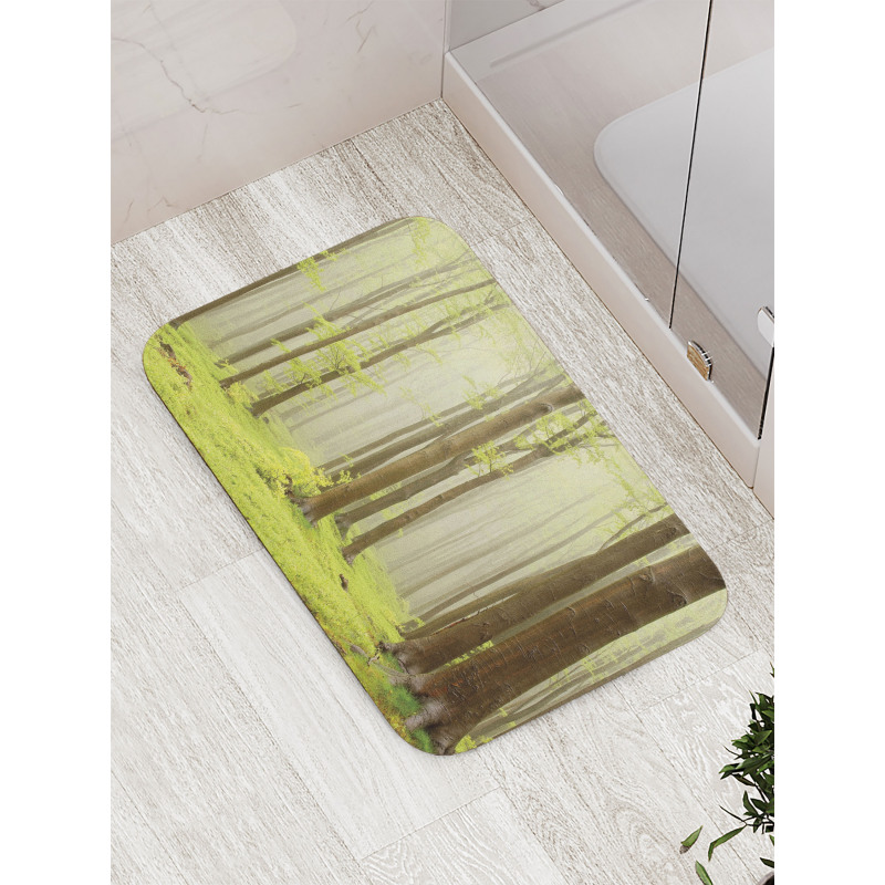 Misty Beech Forest Photo Bath Mat