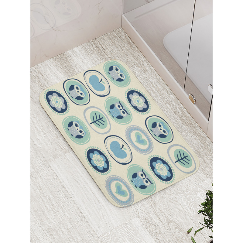 Flowers Apples in Circles Bath Mat