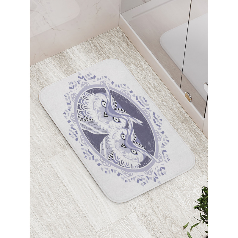 Vintage Night Birds Motif Bath Mat