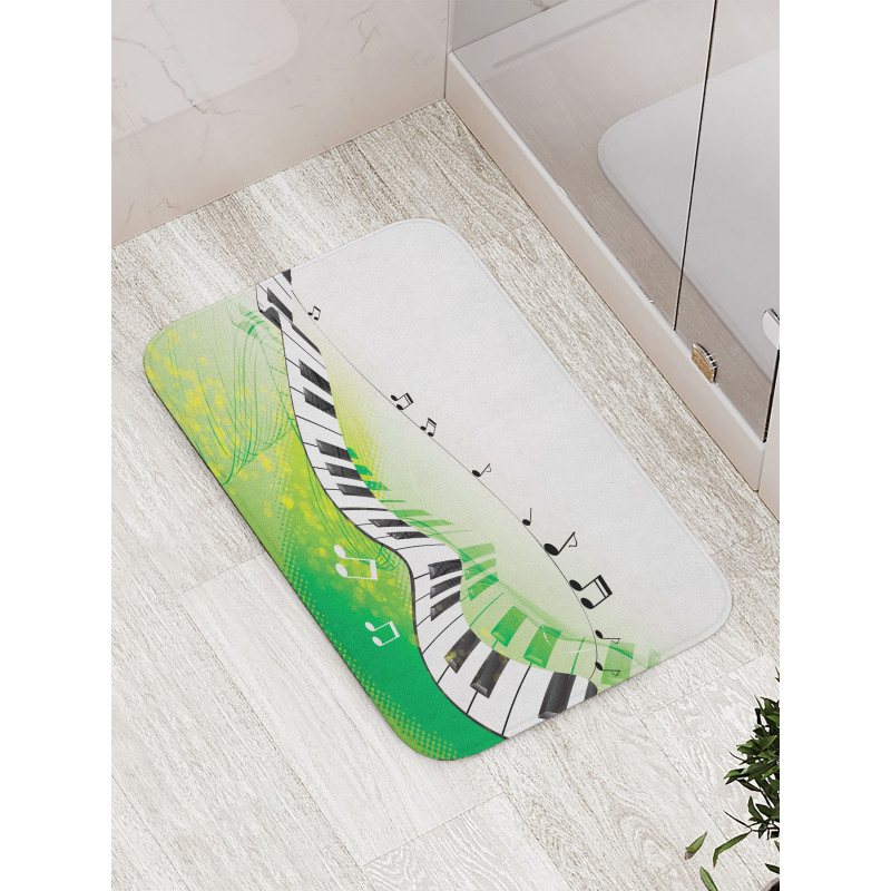 Piano Keys Green Curvy Bath Mat