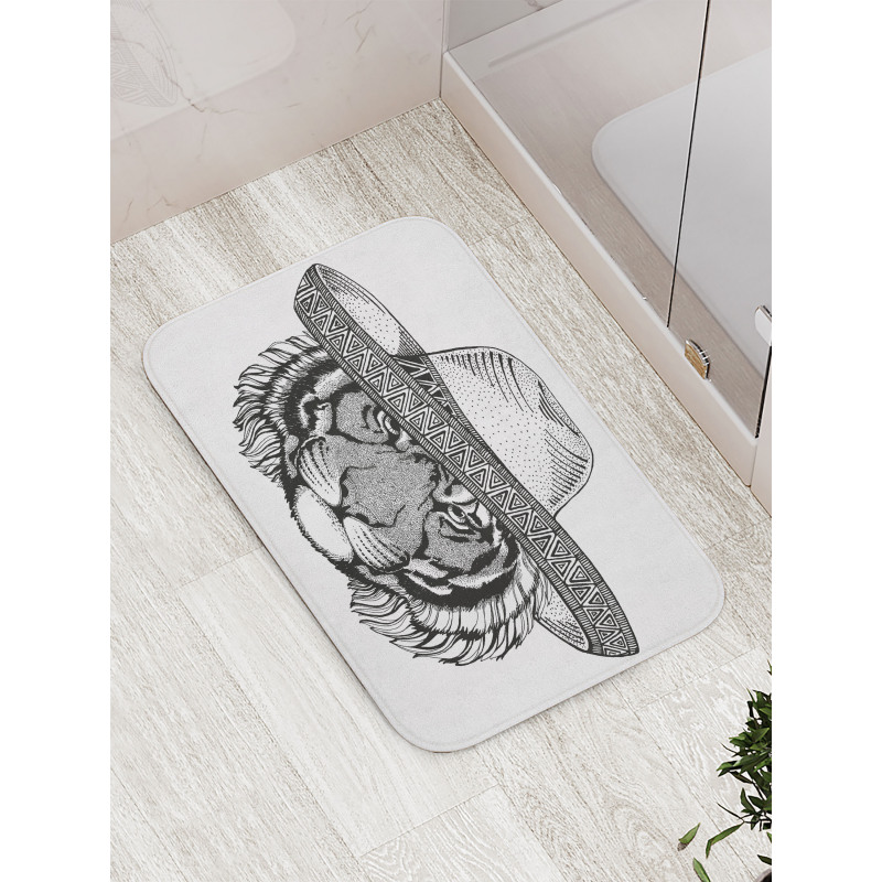 Tiger Fiesta Hat Art Bath Mat