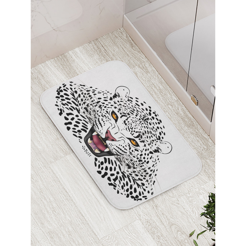 Angry Wild Leopard Bath Mat