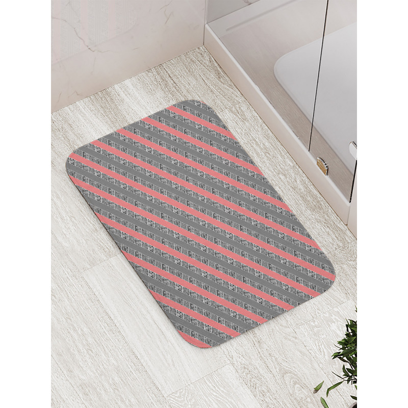 Modern Diagonal Stripes Bath Mat