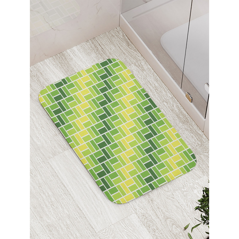 Diagonal Greenish Geometry Bath Mat