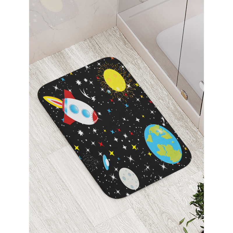 Stars Earth Moon Rocket Bath Mat