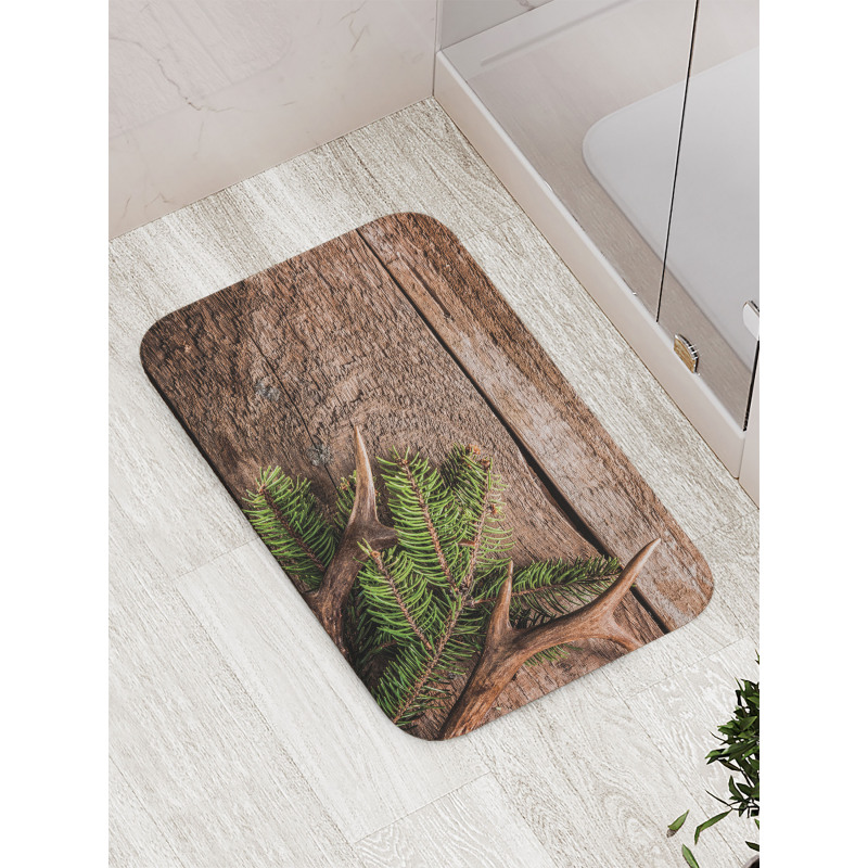 Evergreen Branch Deer Bath Mat