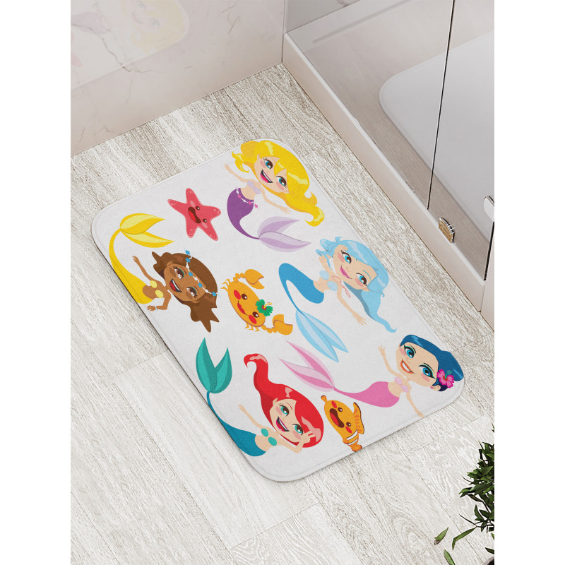 Mermaids Sea Friends Bath Mat