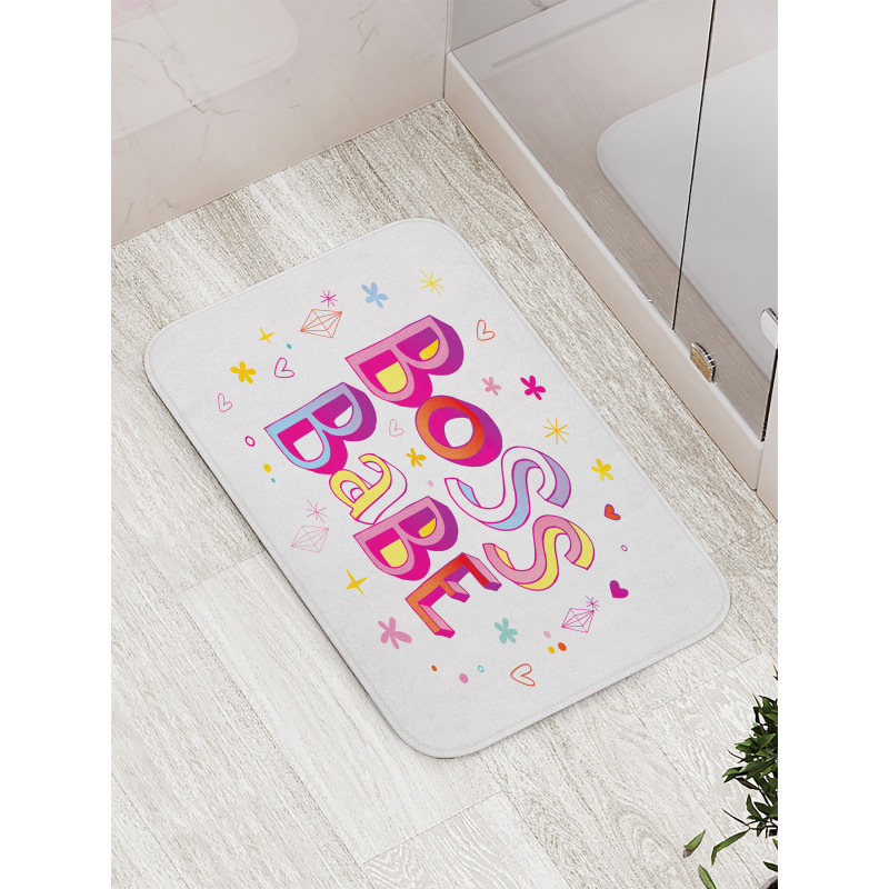 Colorful Graphic Wording Bath Mat