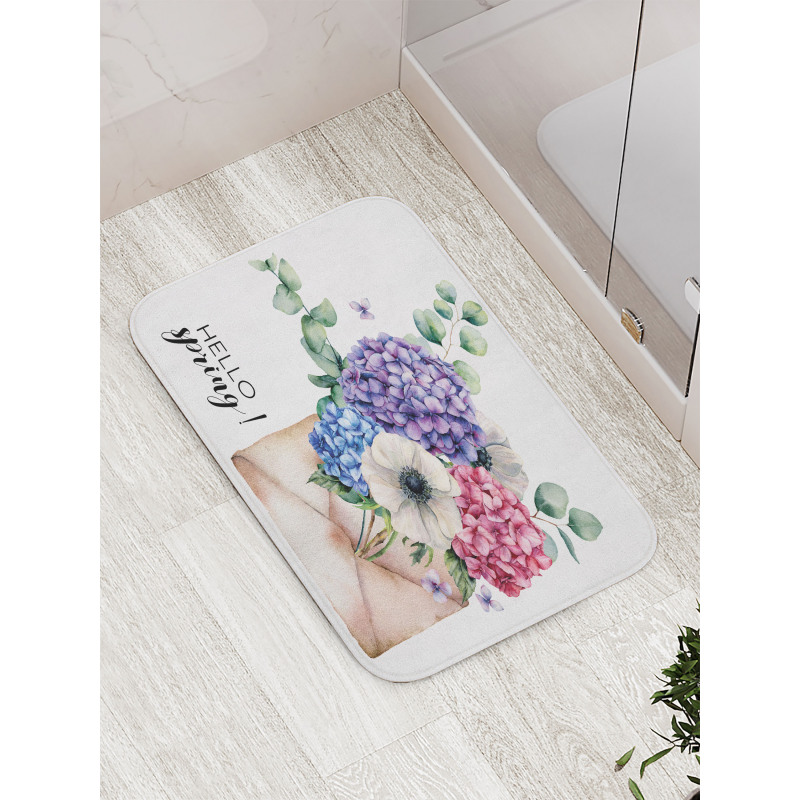 Hello Spring Flowers Art Bath Mat