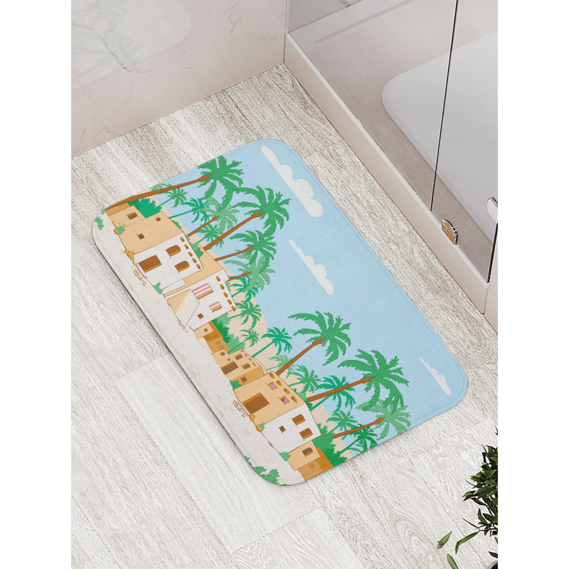 Village with Houses Trees Bath Mat