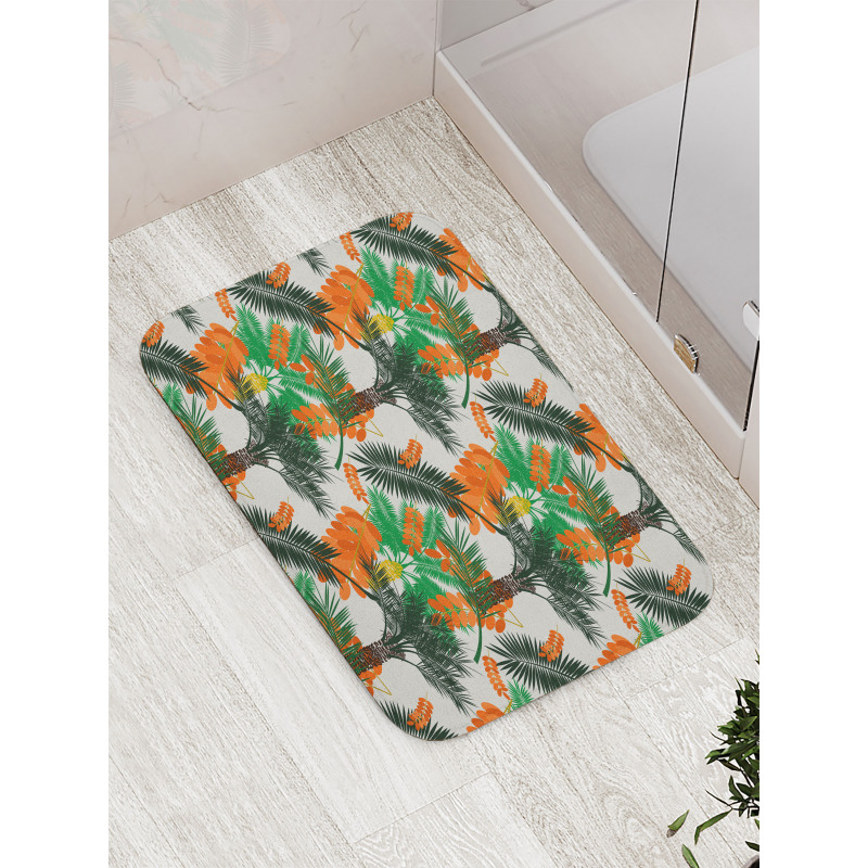 Date Palm Tree with Leaves Bath Mat