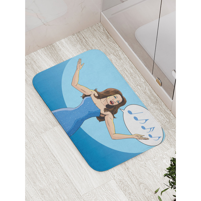 Comic Book Art Singing Woman Bath Mat