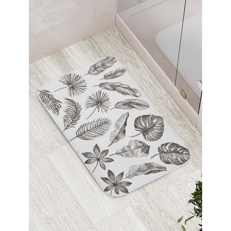 Monochrome Exotic Leaf Bath Mat