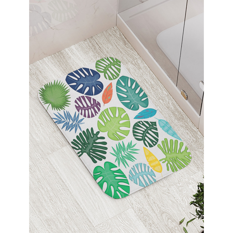 Colorful Bold Leaves Bath Mat