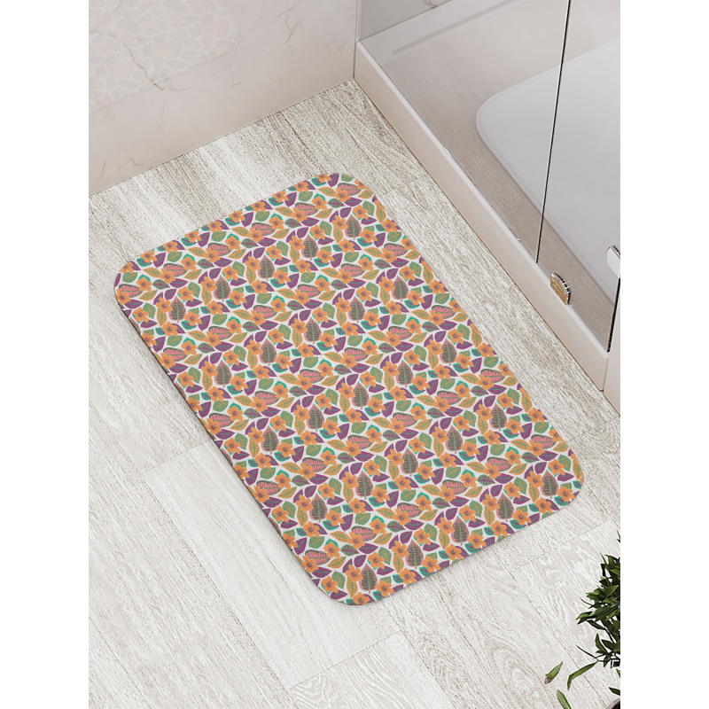 Hibiscus Monstera Art Bath Mat