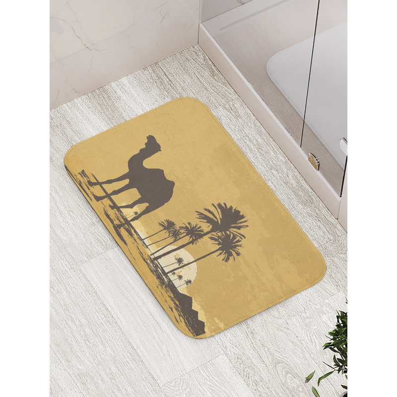 Camel and Palm Trees Sunset Bath Mat