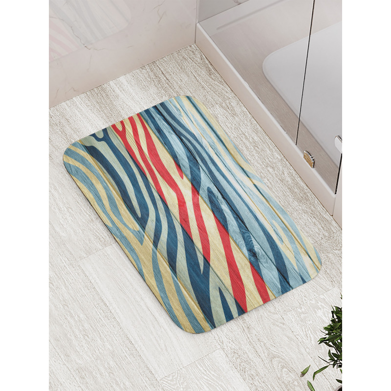 Country Zebra on Wood Bath Mat