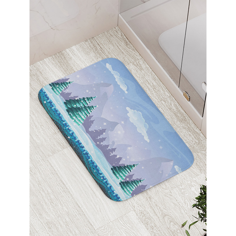 Mountains Hills Trees Bath Mat