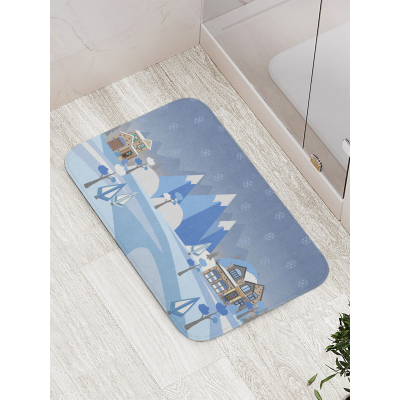 Wintry Outdoors Houses Bath Mat