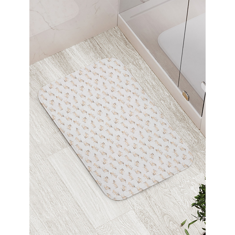 Detailed Sketch Animal Art Bath Mat