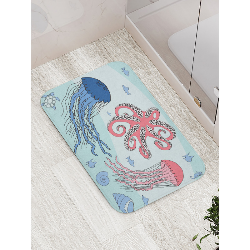 Cartoon Undersea Animal Bath Mat