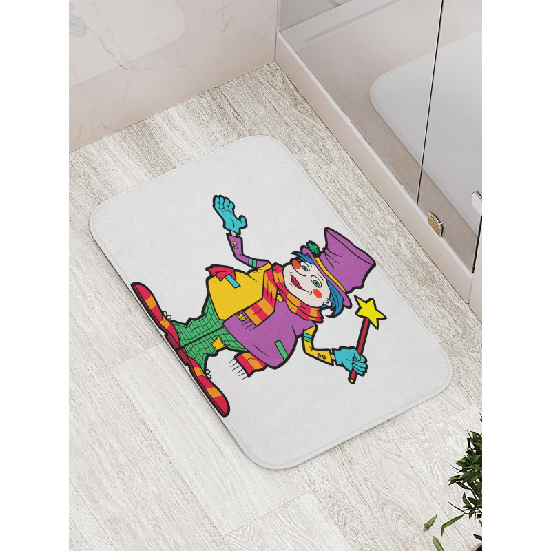 Whimsical Man with Magic Wand Bath Mat