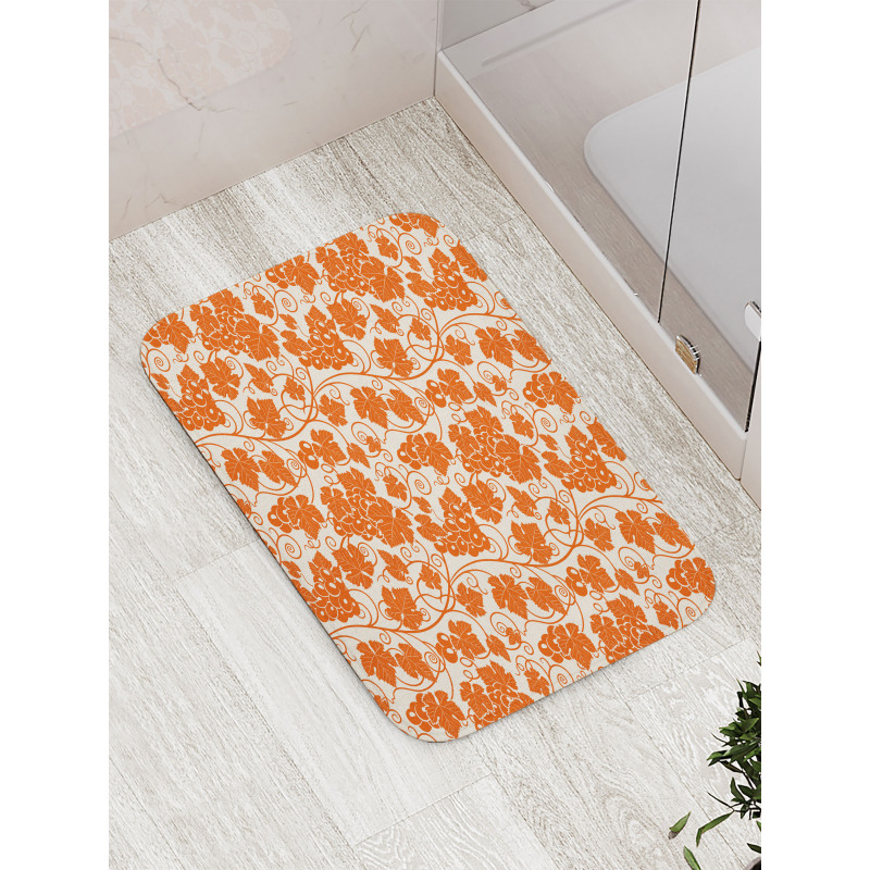 Monochrome Grape Leaves Art Bath Mat