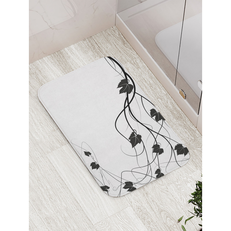 Monotone Abstract Leaves Art Bath Mat