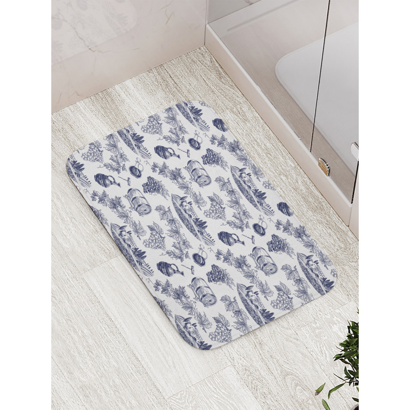 Monotone Vineyard Theme Art Bath Mat