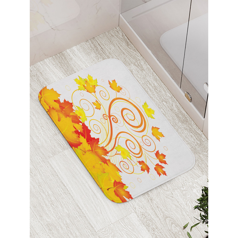 Warm Tones Grape Leaves Bath Mat