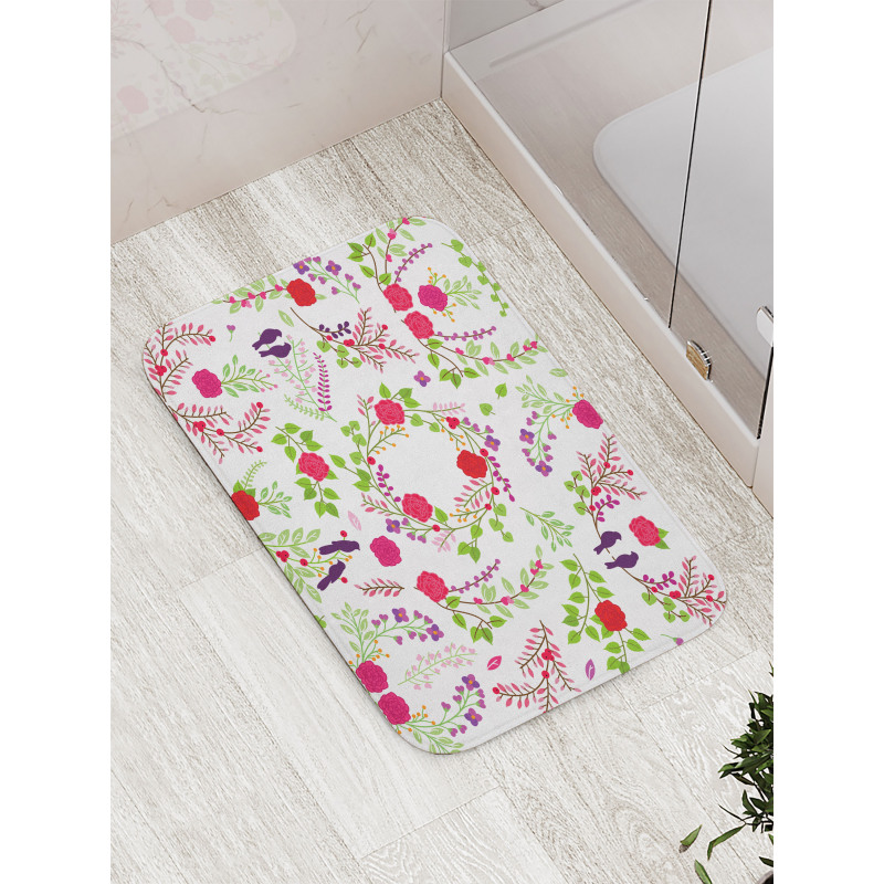 Spring Theme Rose Blossoms Bath Mat