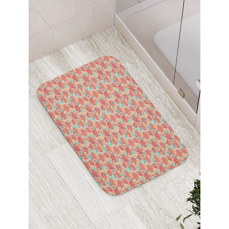 Summer Time Flowers Leaves Bath Mat