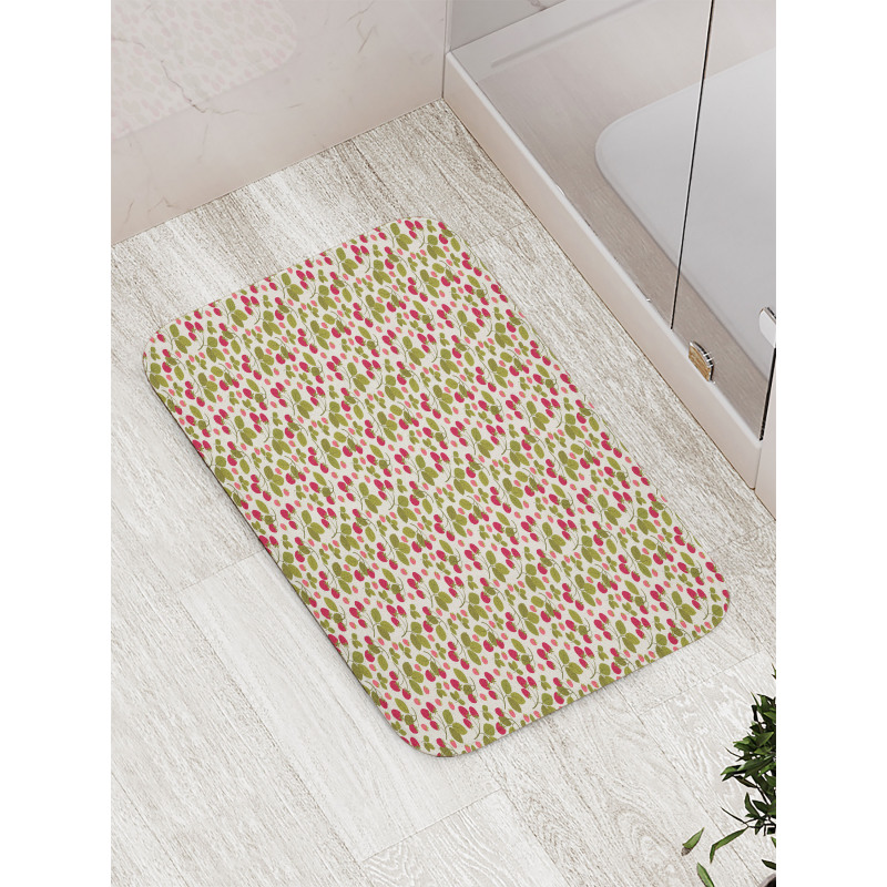 Raspberries Botany Artwork Bath Mat