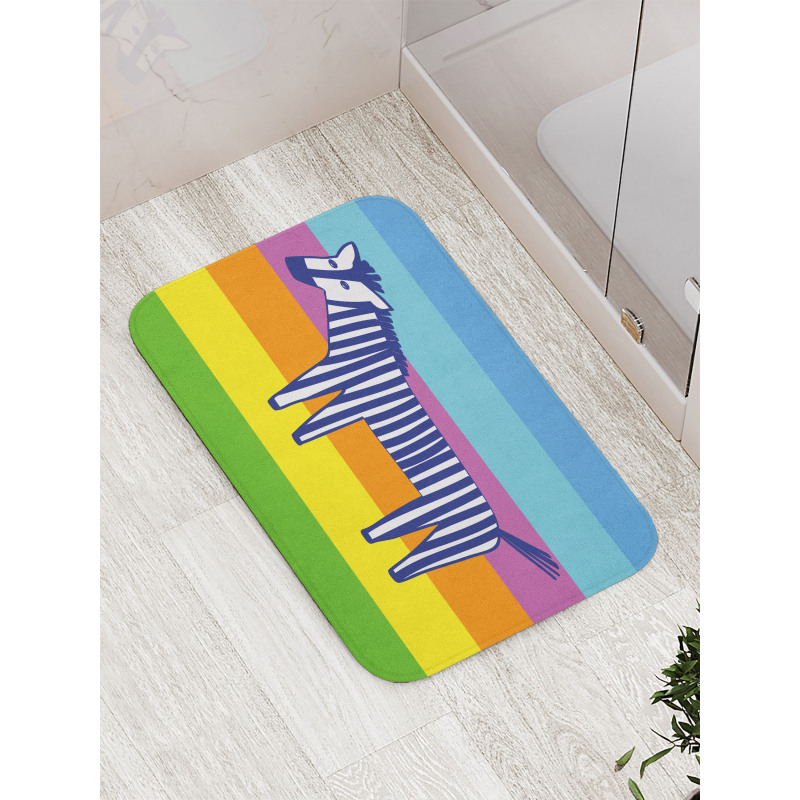 Doodle Animal Stripes Bath Mat