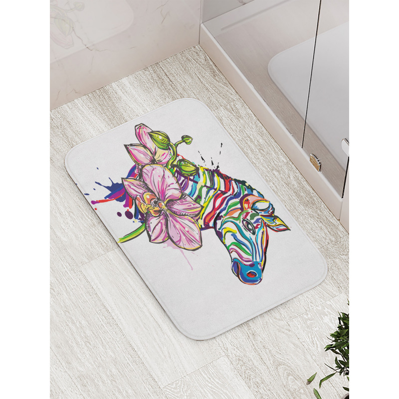 Animal Orchid Ink Art Bath Mat