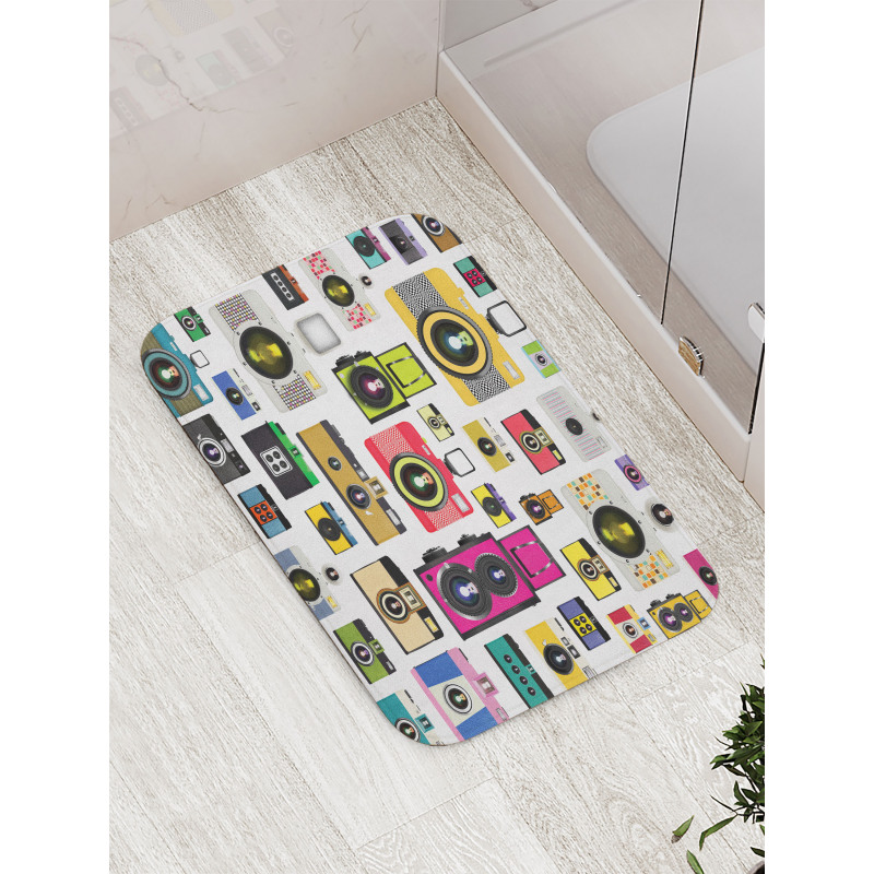 Vintage Old Cameras Bath Mat