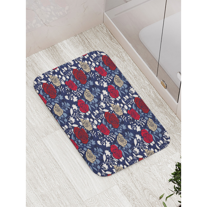 Romantic Botany Roses Art Bath Mat