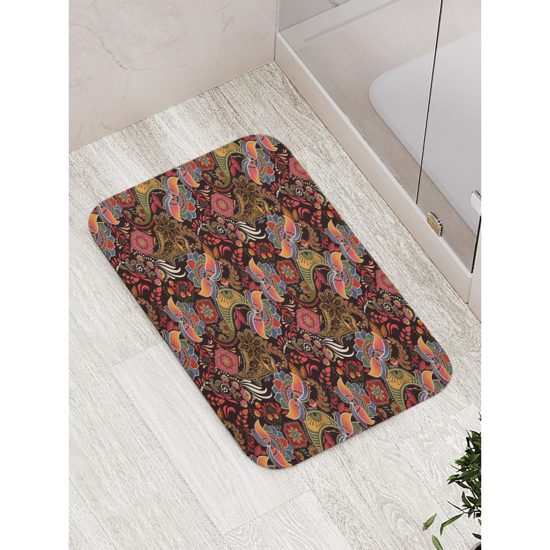 Jumble Warm Tone Floral Bath Mat