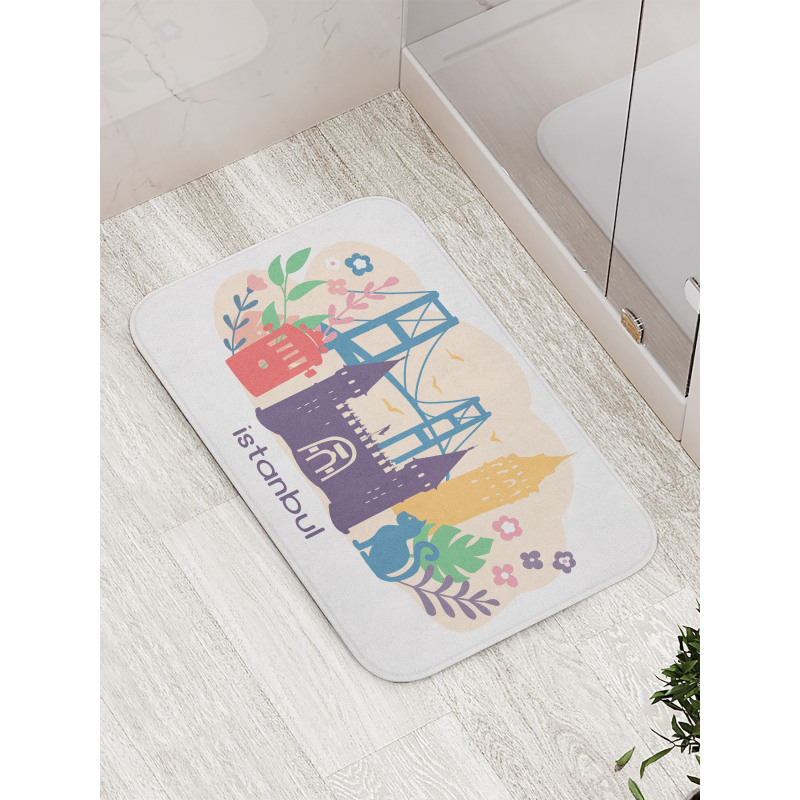 Floral Istanbul Landmarks Bath Mat