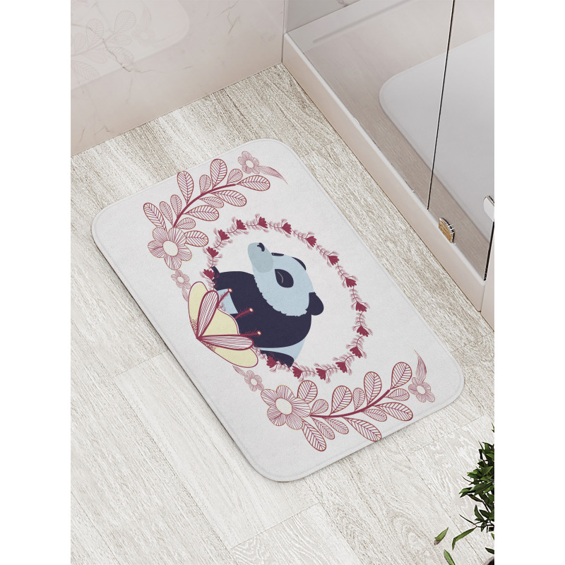 Fluffy Mammal and Flowers Bath Mat