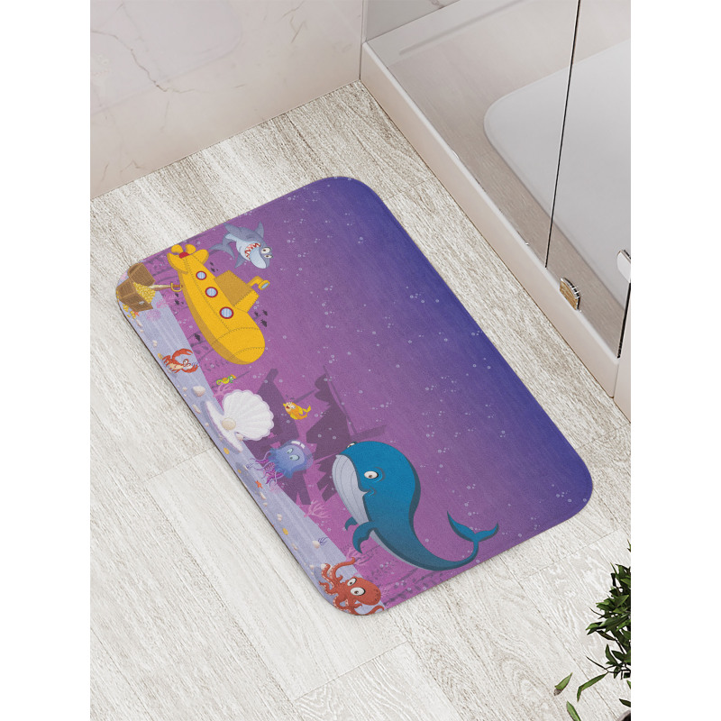 Oceanic Creatures Coral Bath Mat