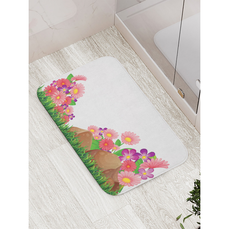 Flowers on Grass Bath Mat