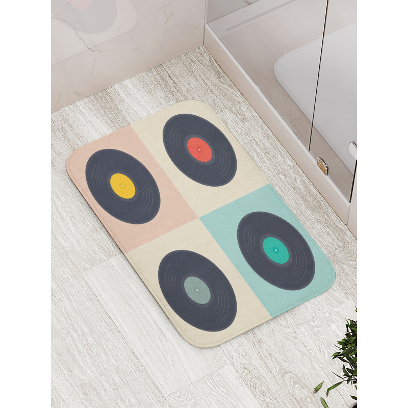 Pastel Record Discs Bath Mat