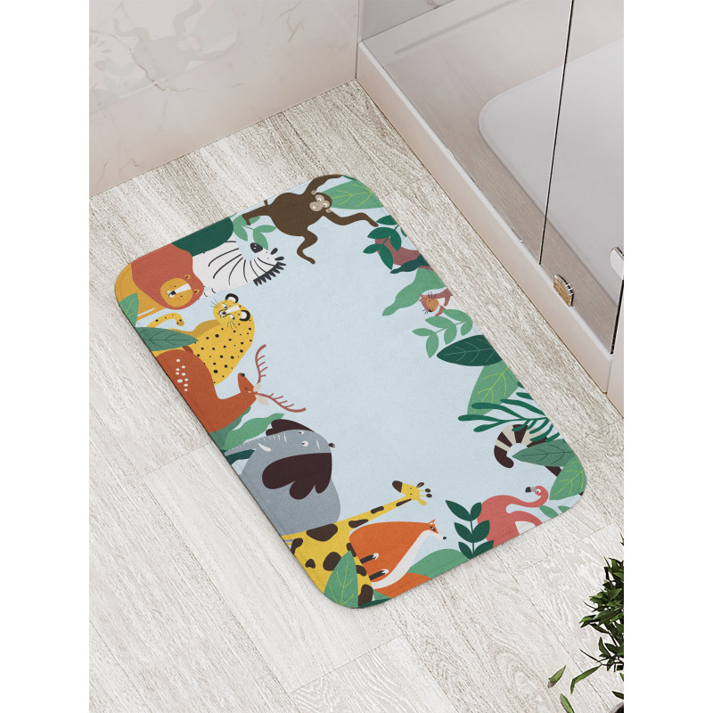 Wild Fauna and Exotic Leaves Bath Mat