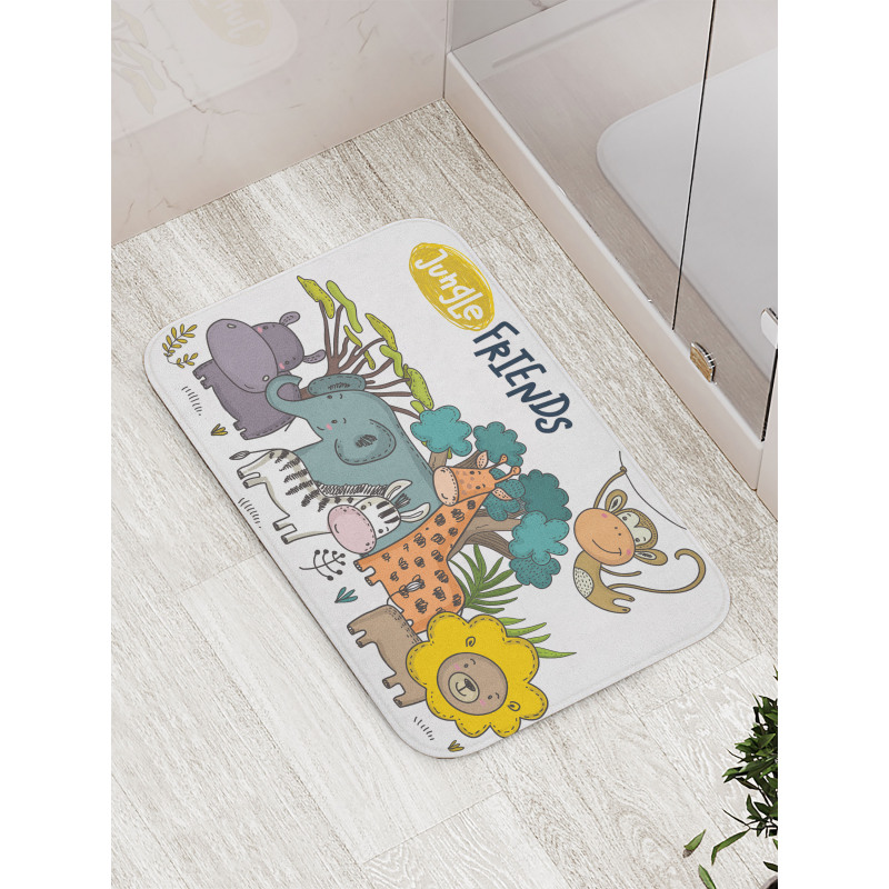 Cartoon Jungle Friends Fauna Bath Mat