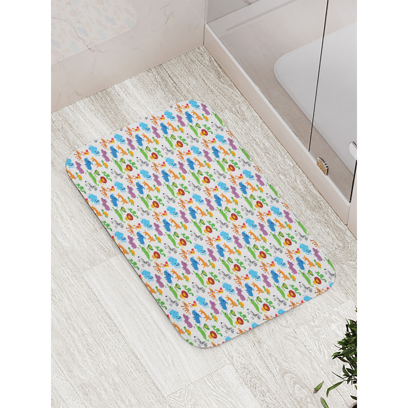 Zoo Childish Cartoon Image Bath Mat