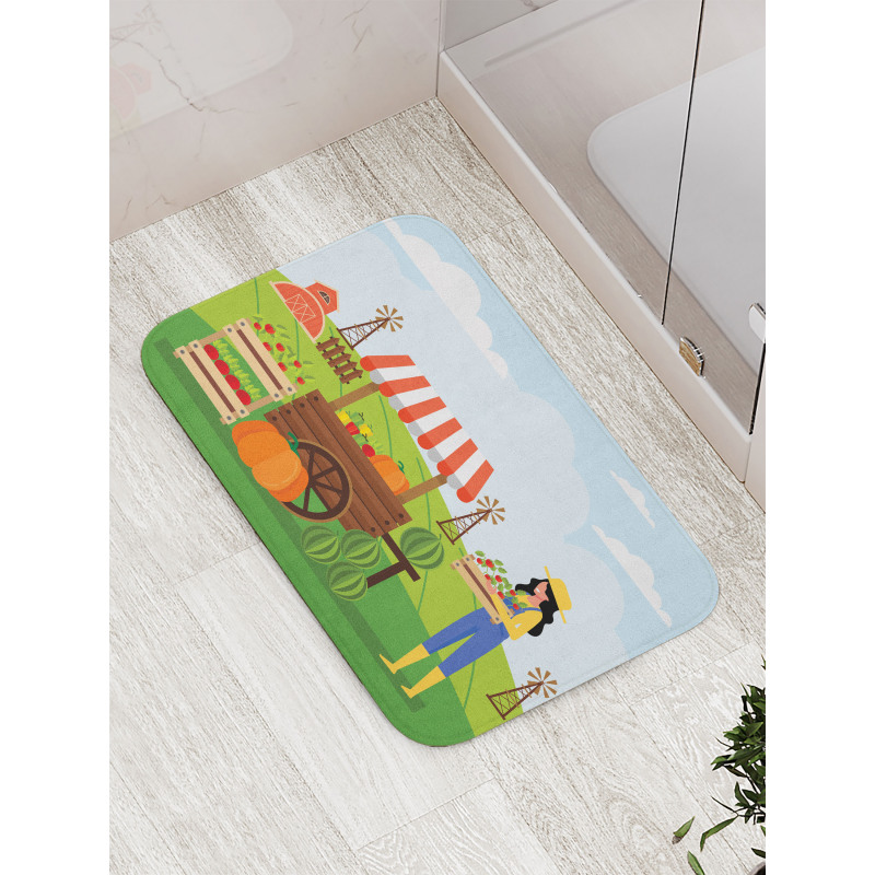 Farmer Selling Products Bath Mat